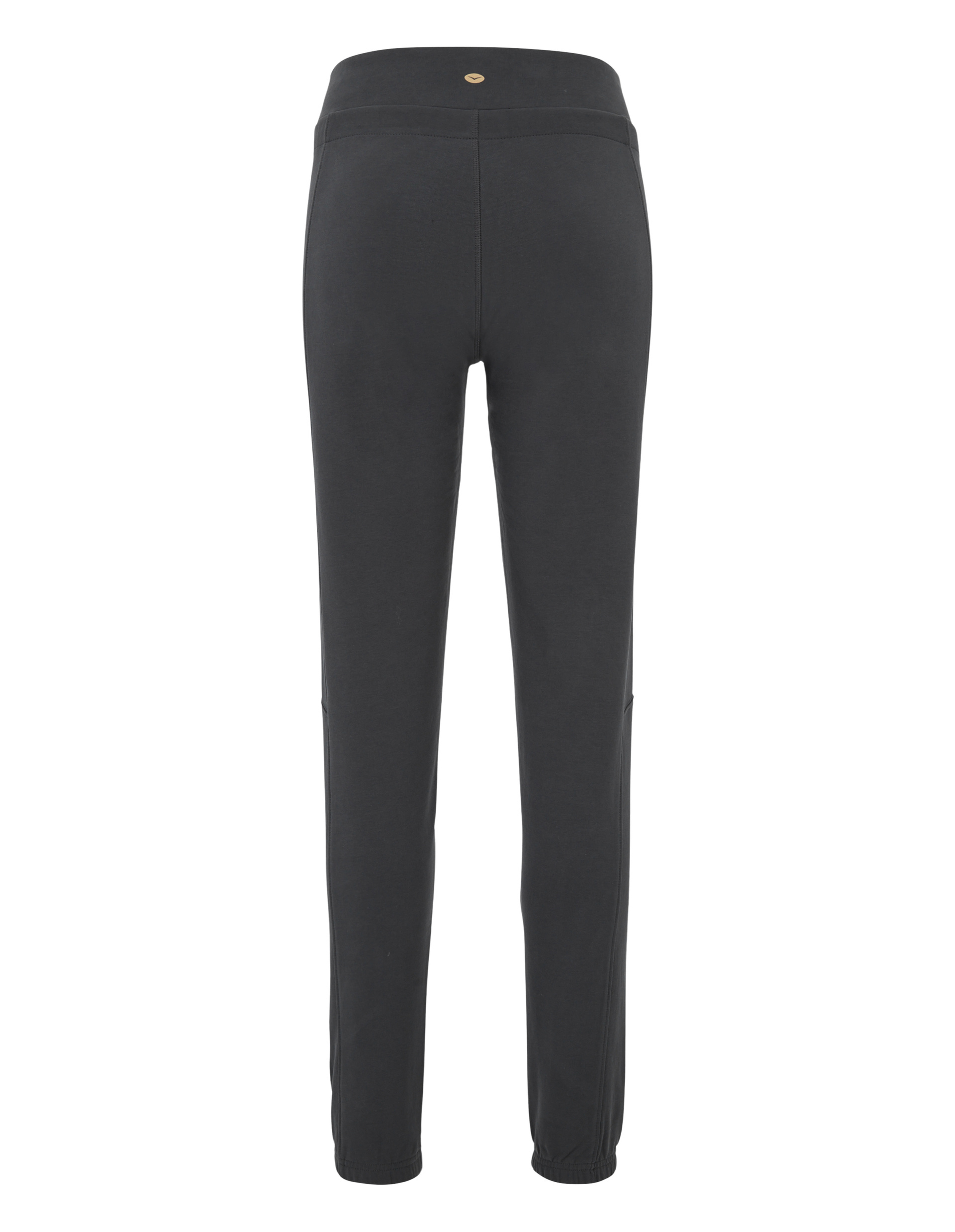 Dunkelgraue Jogginghose aus weichem Stoff, mit elastischem Bund und geradem Schnitt, von hinten gezeigt.