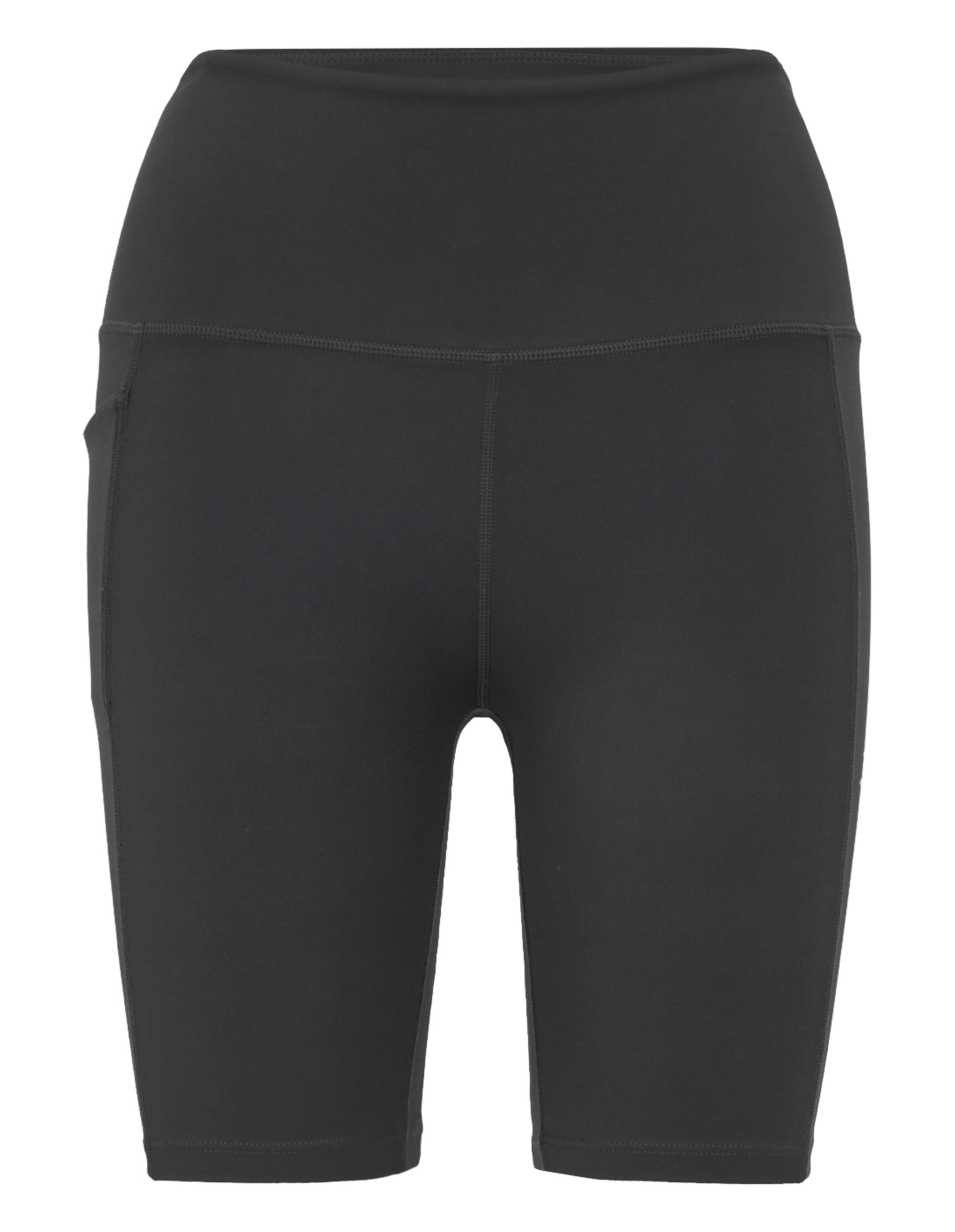 Schwarze Radlerhose mit hoher Taille und praktischer Seitentasche.