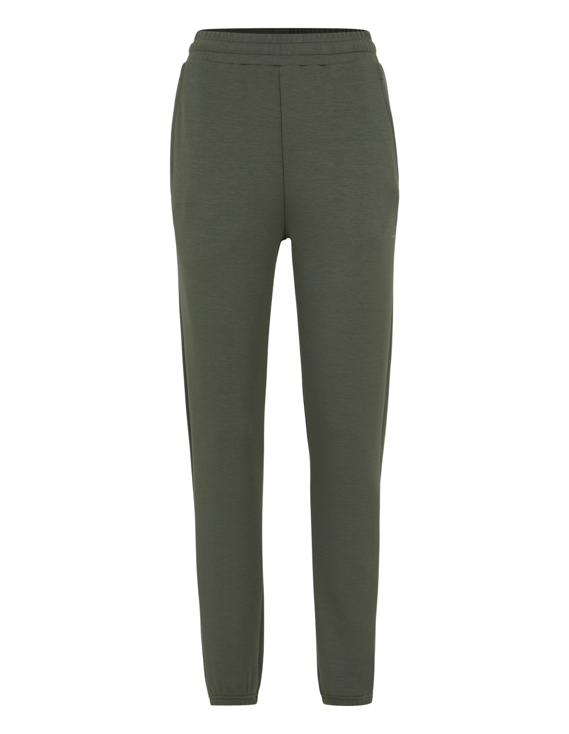 Olivgrüne Jogginghose mit elastischem Bund und geradem Schnitt aus weichem Stoff, ideal für sportliche oder lässige Anlässe.