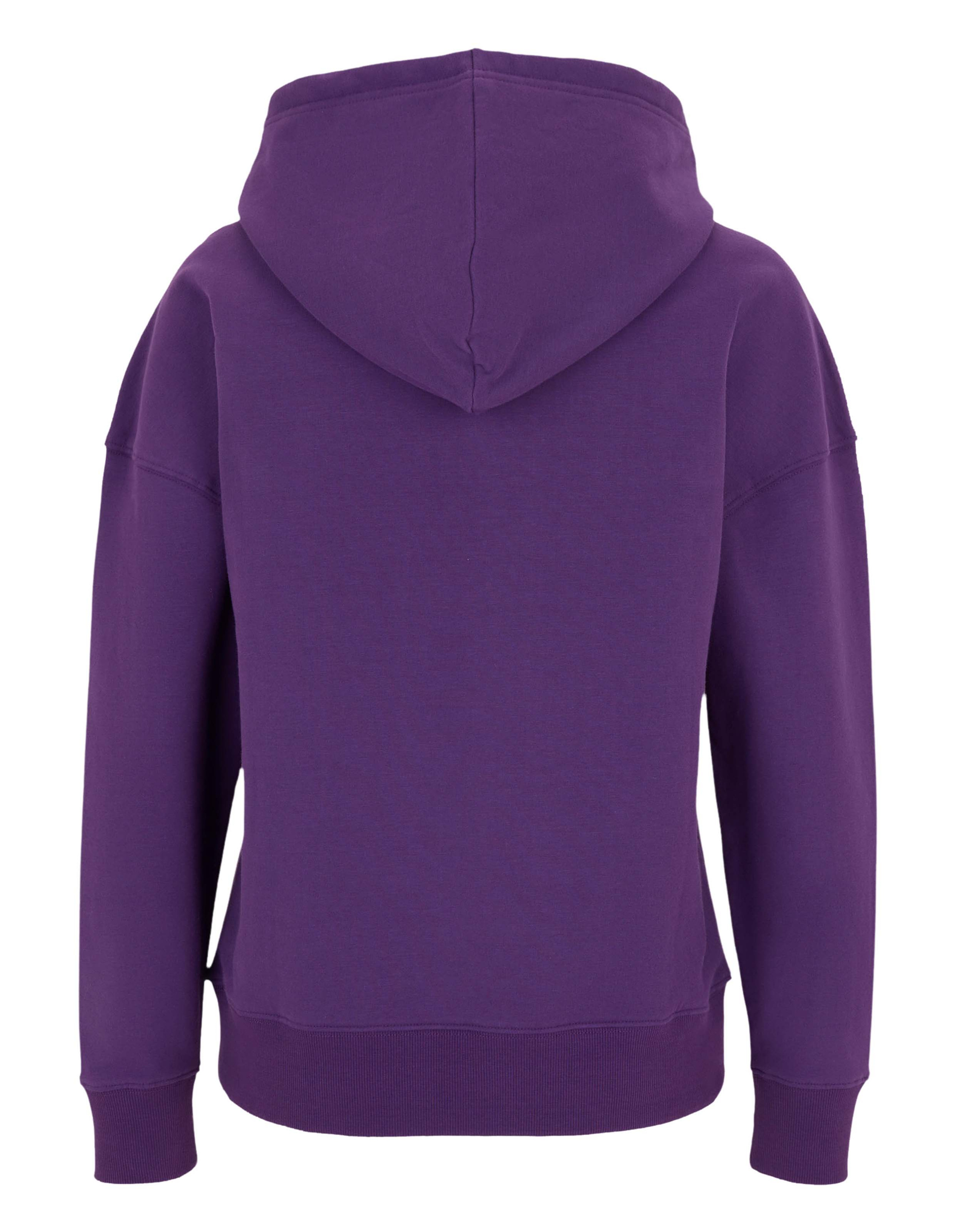 Lila Kapuzenpullover mit Kängurutasche, Schriftzug "VENICE BEACH" vorne und verstellbaren Kordeln an der Kapuze.