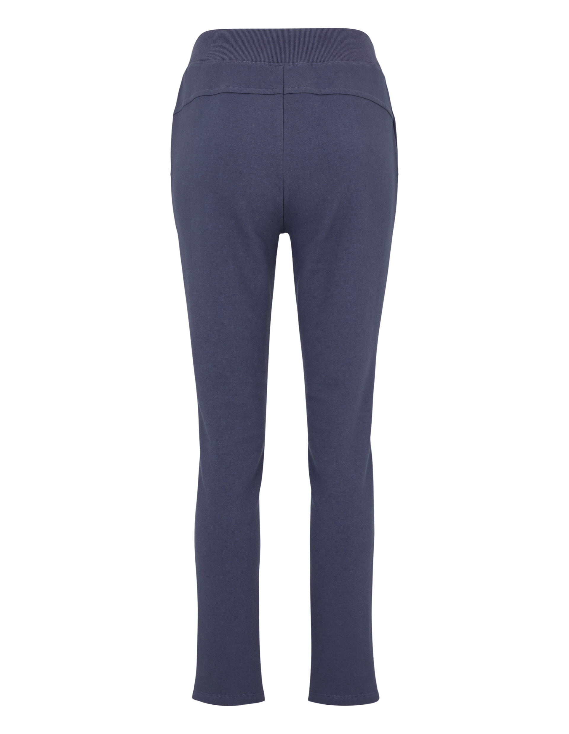 Dunkelblaue Hose mit elastischem Bund und schmal zulaufendem Bein.