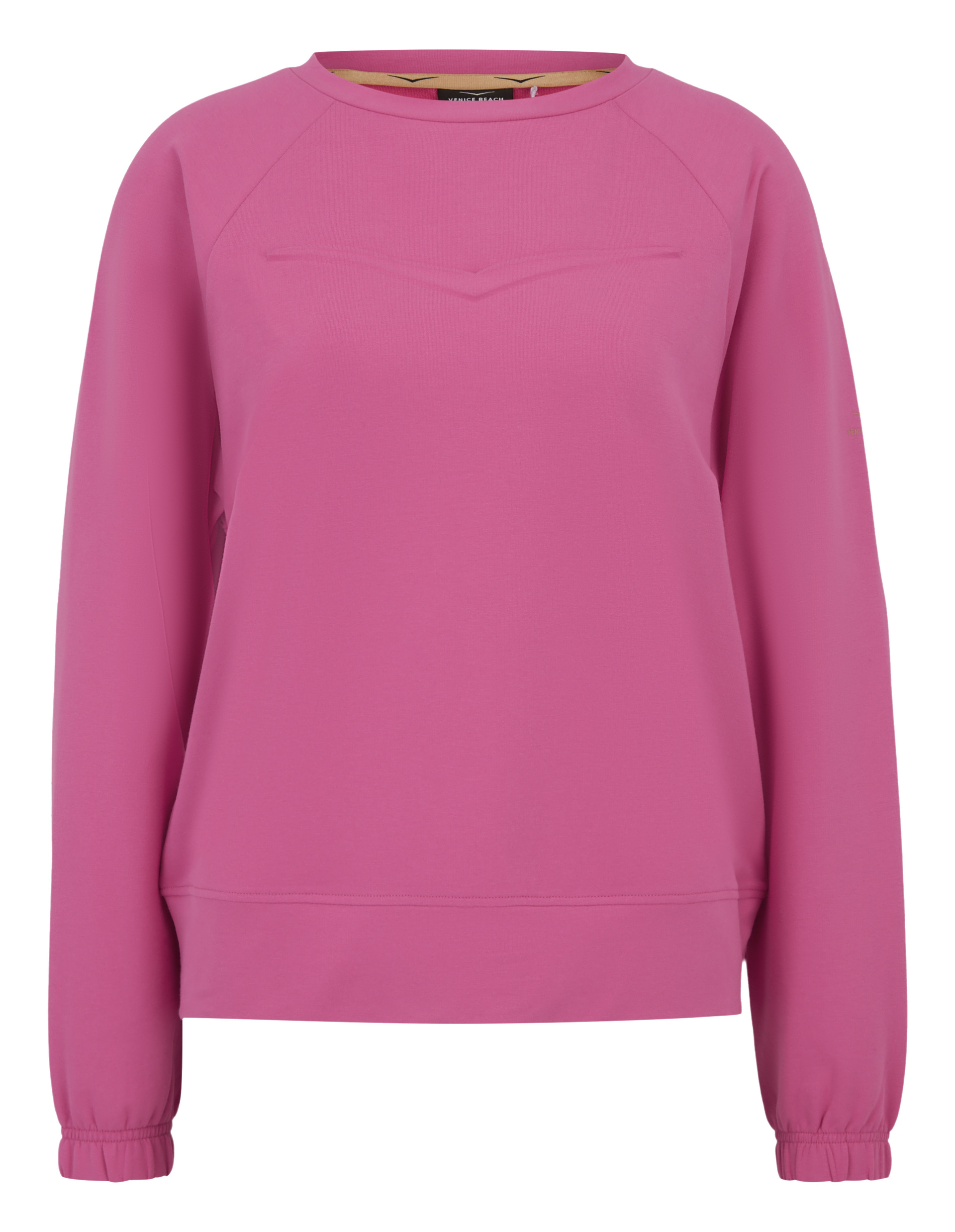 Rosa Sweatshirt mit langen Ärmeln, rundem Halsausschnitt und dezenter Nahtverzierung auf der Vorderseite, flauschig und bequem.